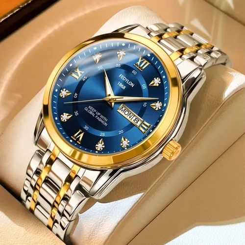 Luxus Herrenarmbanduhr „Royal Blue & Gold“