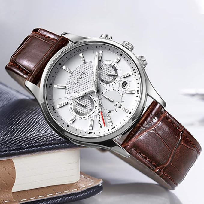 Klassischer Herrenchronograph „Silver & Brown“